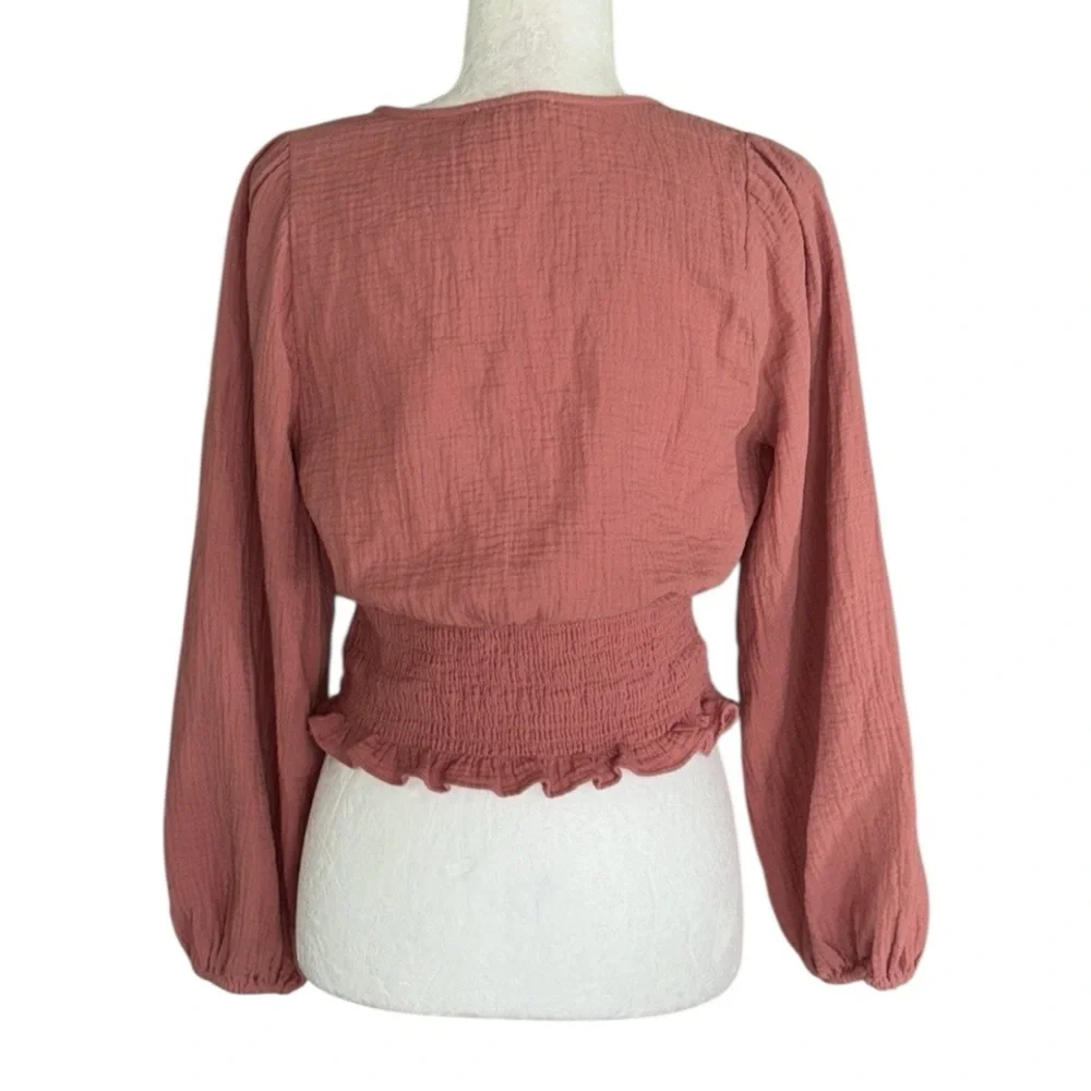 Madewell Julianne Lightspun Smocked Waist Cropped Top in Vintage Quartz - S